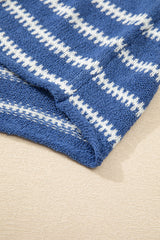 Sky Blue Stripe Drop Shoulder O Neck Plus Size Sweater Plus Size Sweaters & Cardigans JT's Designer Fashion