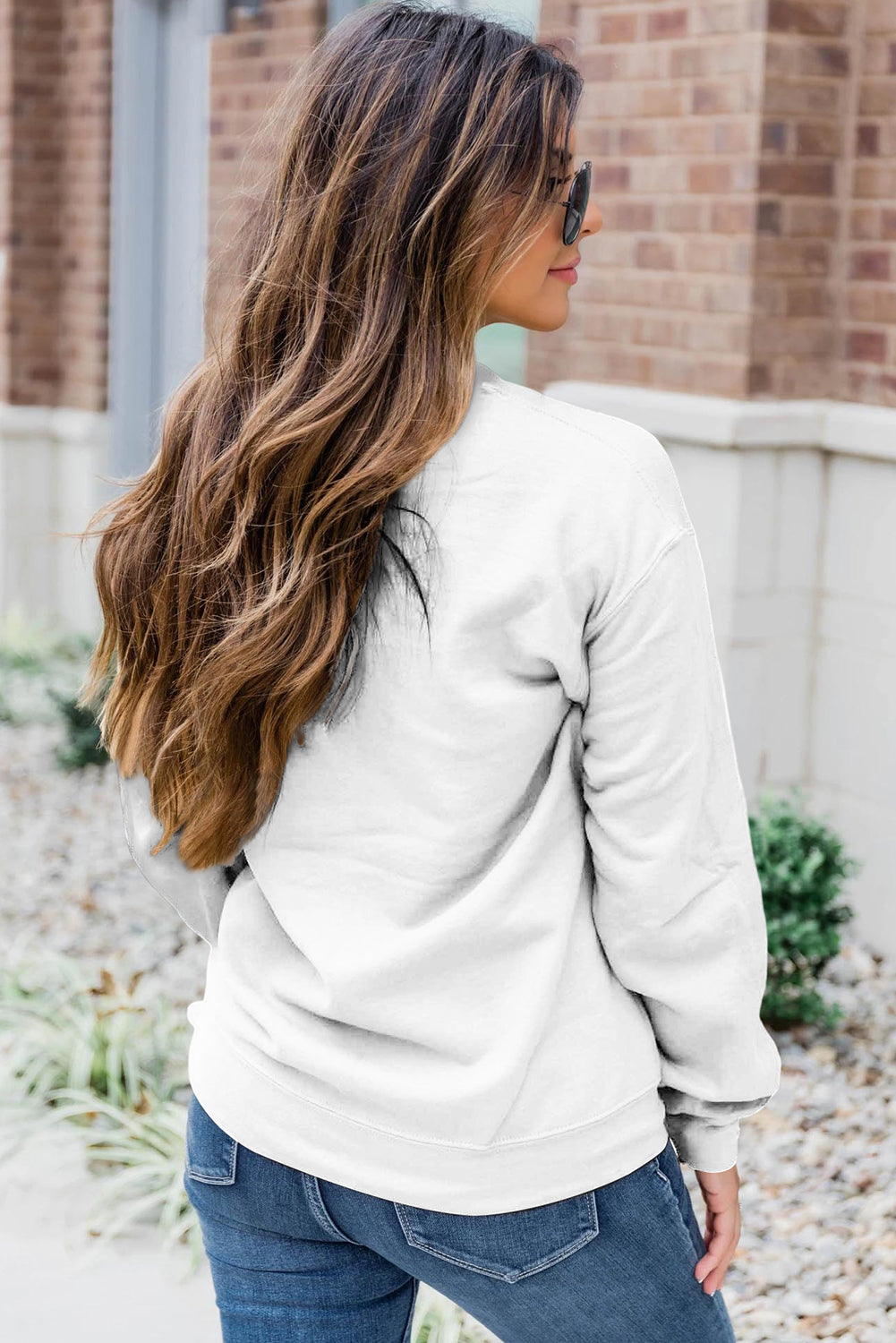 Beige Solid Color Crewneck Pullover Sweatshirt Sweatshirts & Hoodies JT's Designer Fashion