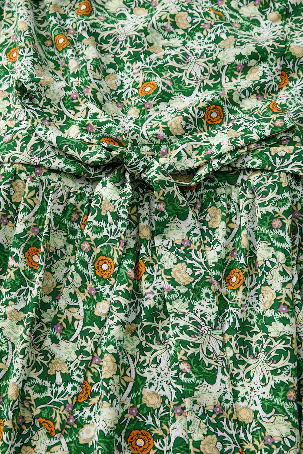 Green Flower Print Flutter Sleeve V Neck Sashed Ruffled Mini Dress Floral Dresses JT's Designer Fashion