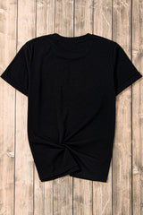 Black So Very Thankful Heart Printed Crewneck Thanksgiving T Shirt Graphic Tees JT's Designer Fashion