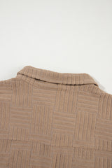 Dark Khaki Textured Chest Pocket Button-up Shacket Jackets JT's Designer Fashion