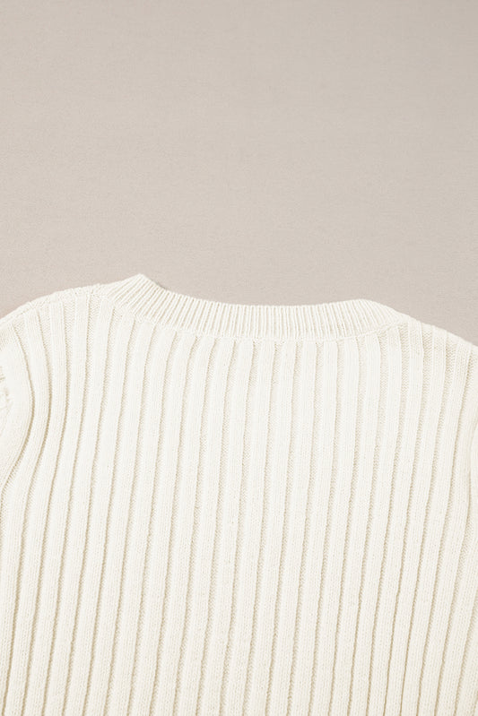 White Cable Knit Cropped Sweater Sweaters JT's Designer Fashion