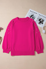 Strawberry Pink Pearled Decor Raglan Sleeve Plus Size Sweater Plus Size Sweaters & Cardigans JT's Designer Fashion