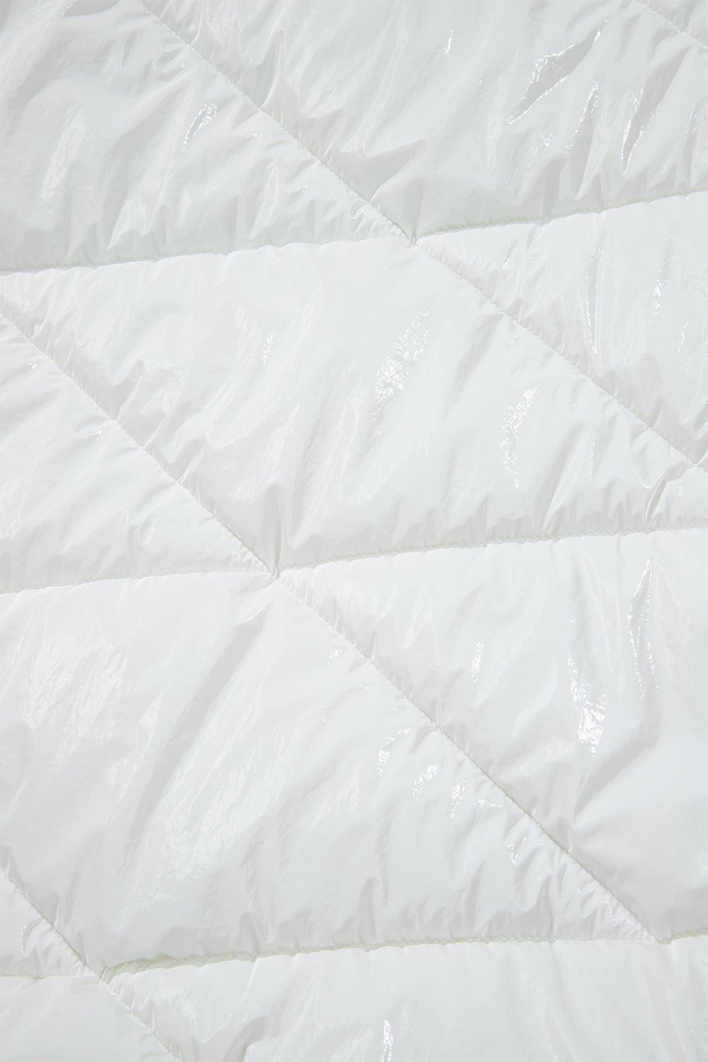 White Solid Quilted Hooded Zip Up Puffer Coat Jackets JT's Designer Fashion
