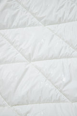 White Solid Quilted Hooded Zip Up Puffer Coat Jackets JT's Designer Fashion