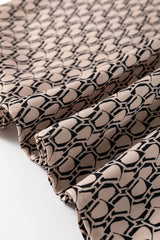 Khaki Geometric Print Notched Neck Puff Sleeve Blouse Blouses & Shirts JT's Designer Fashion