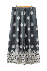 Black Plus Size Geometric Ethnic Print Drawstring Wide Leg Pants Plus Size Bottoms JT's Designer Fashion