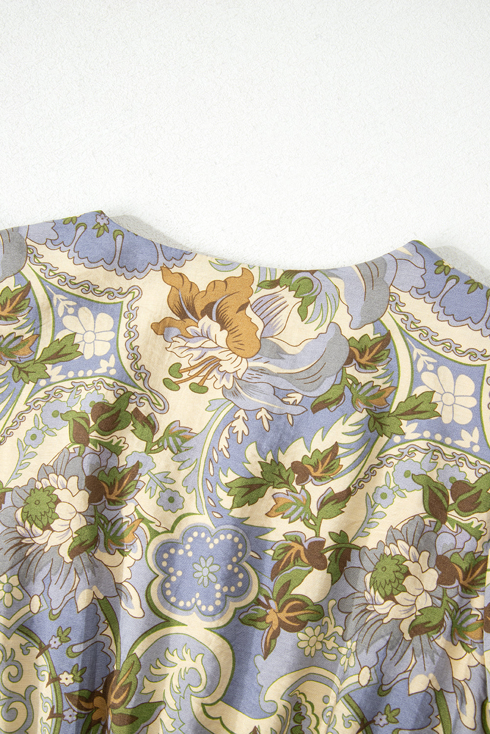 Multicolour Vintage Floral V Neck Short Puff Sleeve Long Dress Dresses JT's Designer Fashion