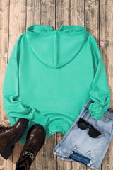 Aruba Blue Solid Kangaroo Pocket Half Zipper Oversized Hoodie Sweatshirts & Hoodies JT's Designer Fashion