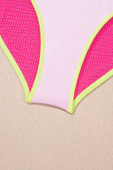 Rose Red Color Block High Waisted Sexy Bikini Set High Waisted Swimsuit JT's Designer Fashion