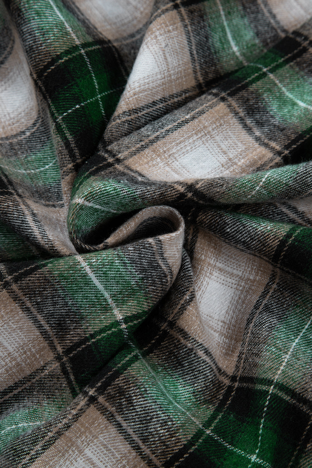 Green Plaid Print Chest Pocket Buttoned Hooded Shacket Plaid Shackets JT's Designer Fashion