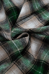 Green Plaid Print Chest Pocket Buttoned Hooded Shacket Plaid Shackets JT's Designer Fashion