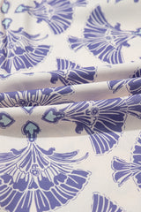 Sky Blue Printed Shirt Collar Half Button A-line Mini Dress Dresses JT's Designer Fashion