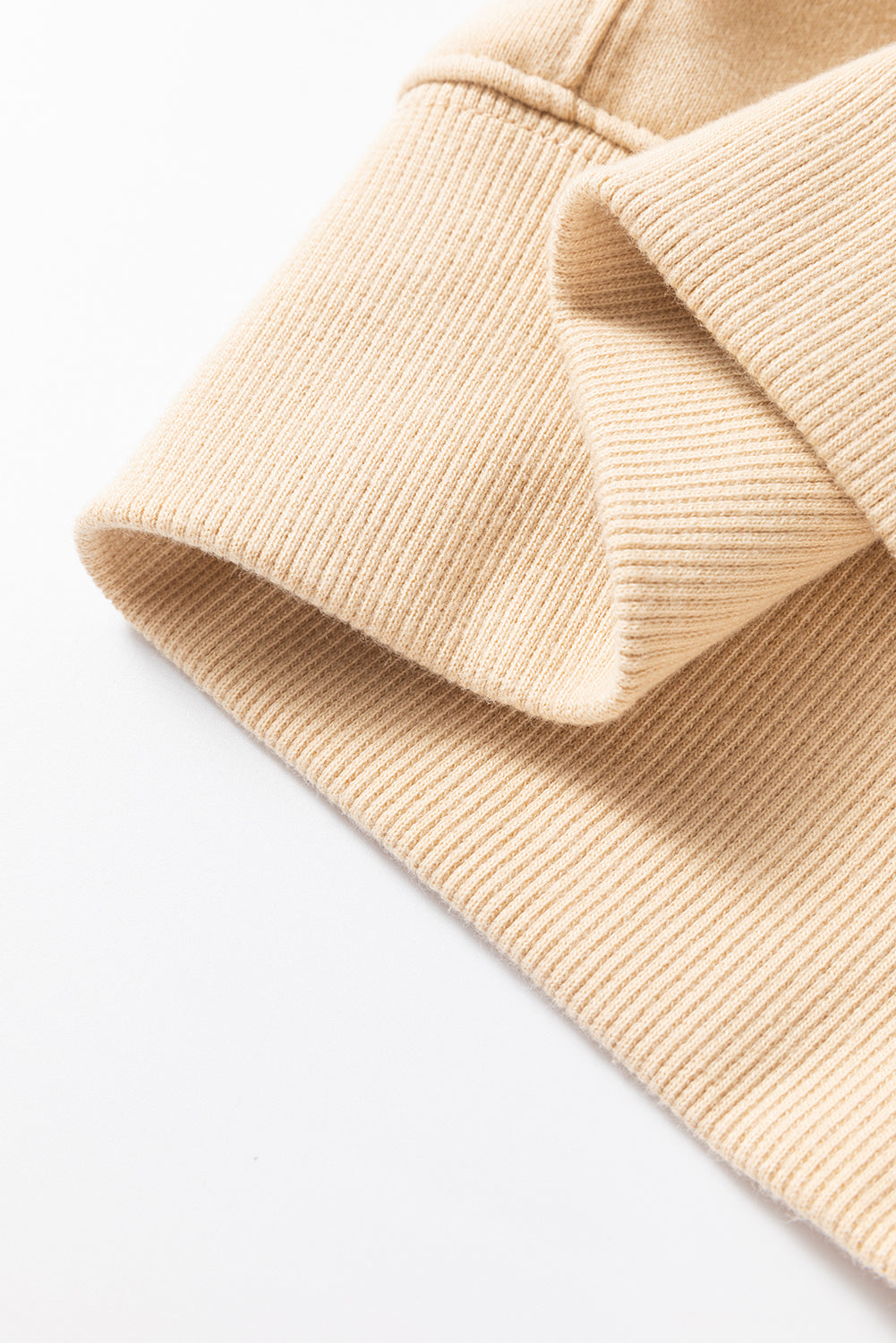 Beige Contrast Striped Patchwork Drop Shoulder Loose Sweatshirt Sweatshirts & Hoodies JT's Designer Fashion