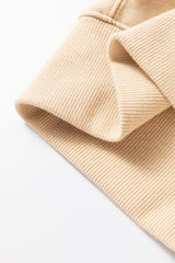 Beige Contrast Striped Patchwork Drop Shoulder Loose Sweatshirt Sweatshirts & Hoodies JT's Designer Fashion