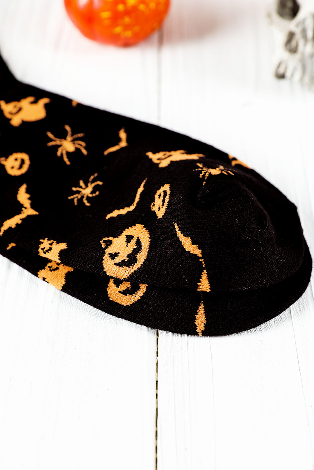 Black Spooky Season Halloween Element Print Socks Socks JT's Designer Fashion