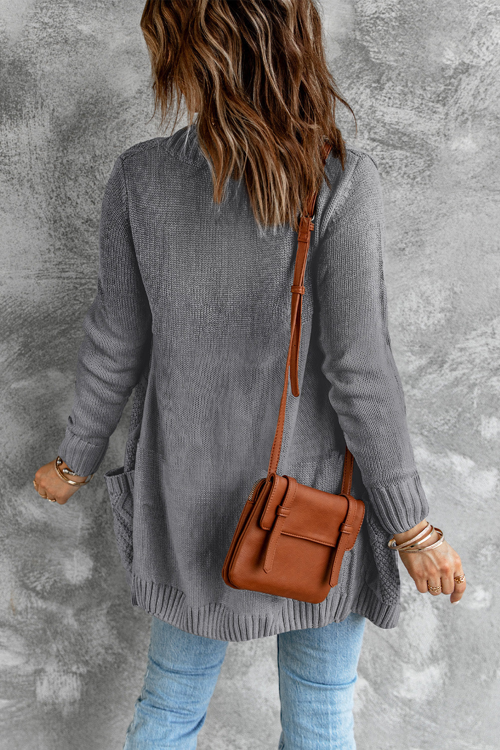 Dark Gray Front Pocket and Buttons Closure Cardigan Sweaters & Cardigans JT's Designer Fashion