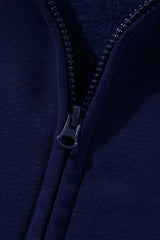 Navy Blue Solid Color Fleece Lined Zip up Hoodie Sweatshirts & Hoodies JT's Designer Fashion