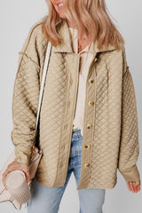 Jet Stream Solid Color Quilted Puffer Buttoned Shacket Jet Stream 95%Polyester+5%Elastane Jackets JT's Designer Fashion