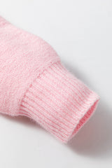 Pink Knitted Flower Pattern Ribbed Edge Sweater Sweaters JT's Designer Fashion
