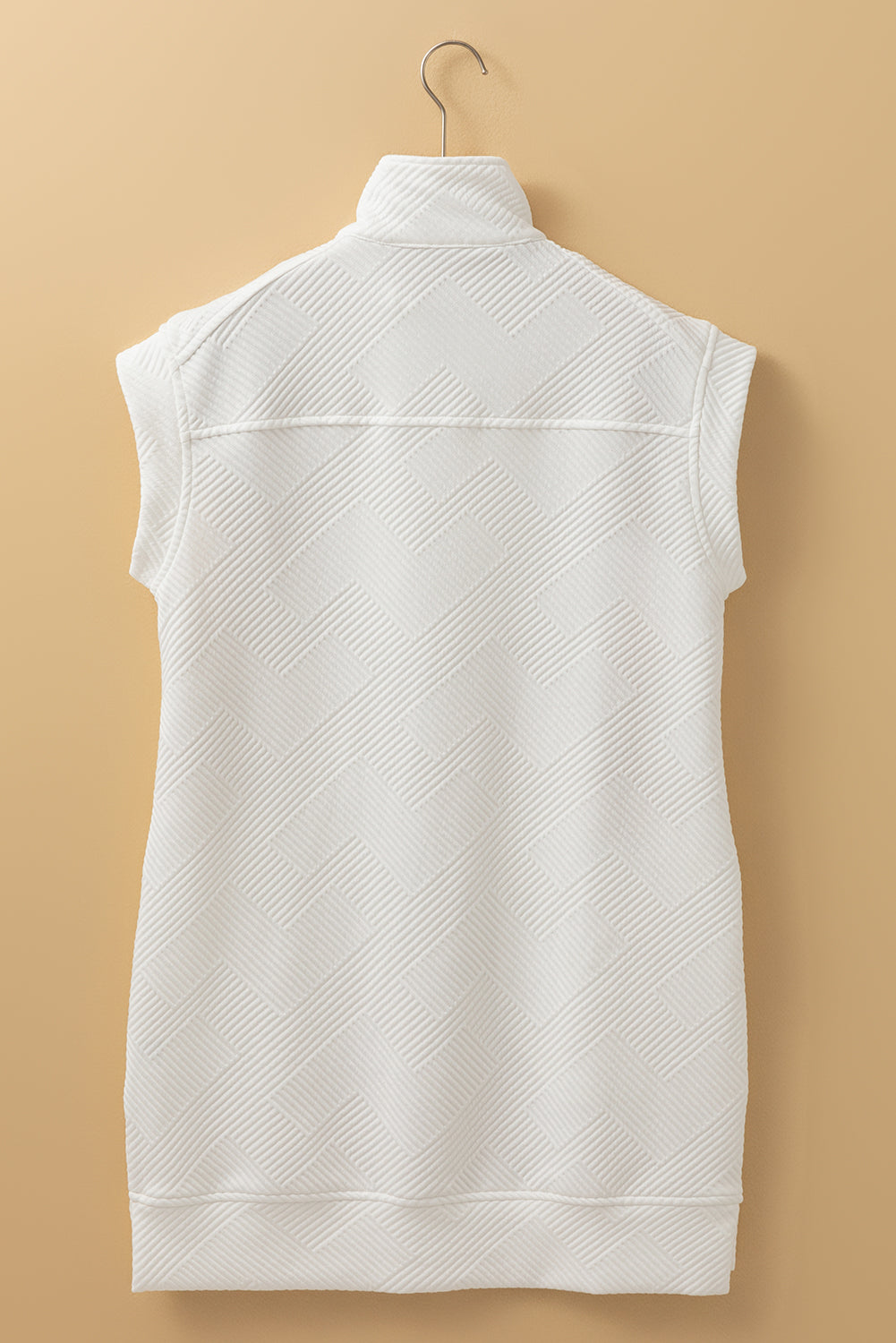 White Textured Half Zip Collared Cap Sleeve Mini Dress Mini Dresses JT's Designer Fashion