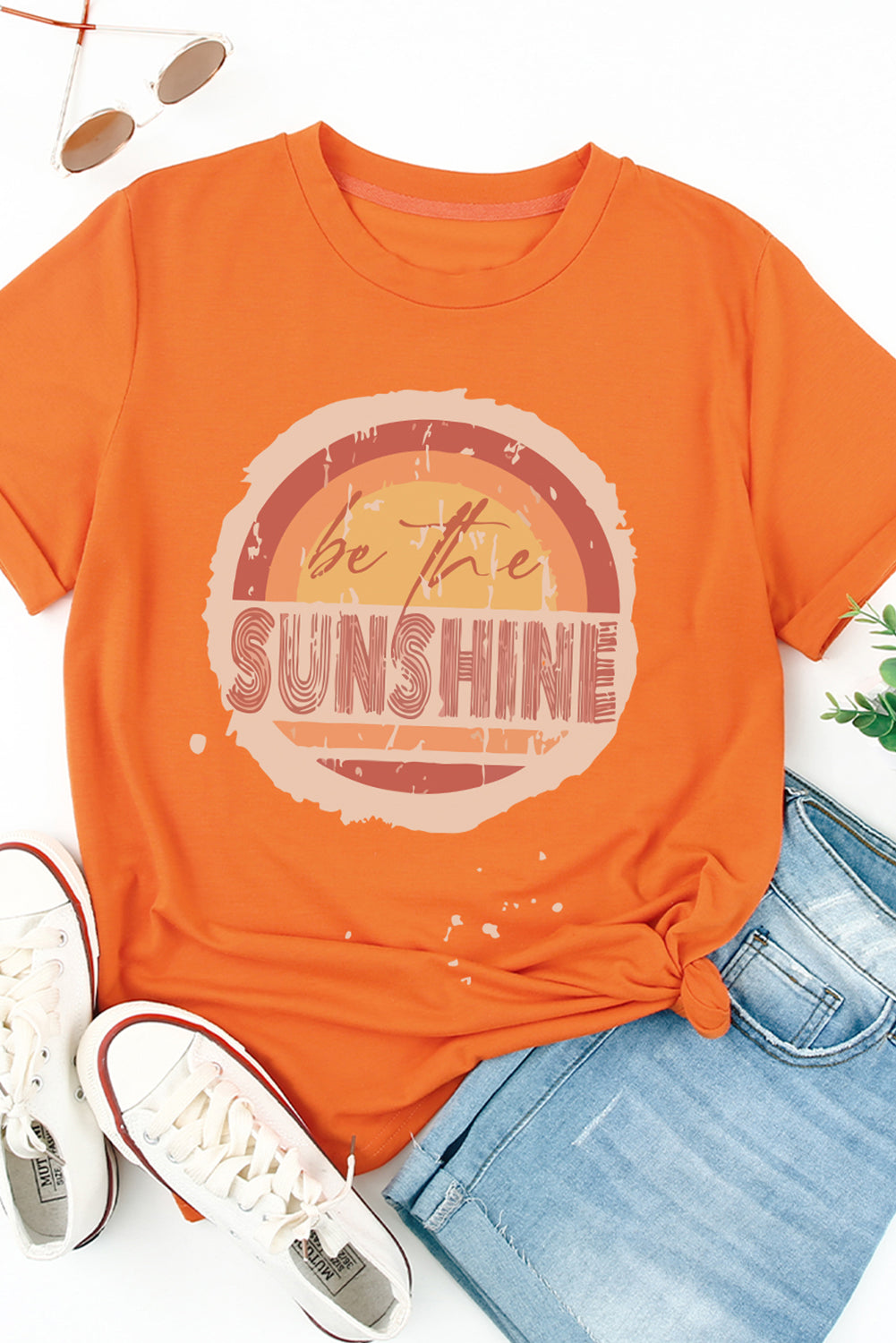 Orange Be The Sunshine Graphic Crewneck T Shirt Graphic Tees JT's Designer Fashion
