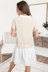 Jet Stream Shirt Collar Buttoned Patchwork Short Sleeve Mini Dress Mini Dresses JT's Designer Fashion