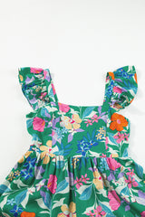 Green Floral Print Sleeveless Ruffle Tiered Maxi Dress Floral Dresses JT's Designer Fashion