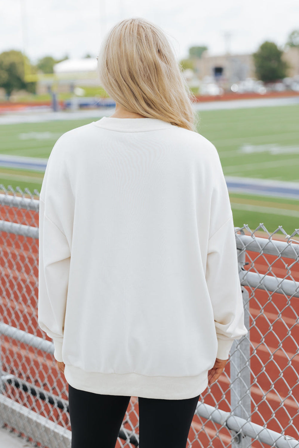 White TEXAS Graphic Drop Shoulder Crewneck Sweatshirt Graphic Sweatshirts JT's Designer Fashion