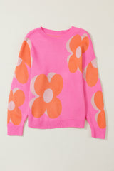 Flower Pattern Slouchy Sweater Sweaters JT's Designer Fashion