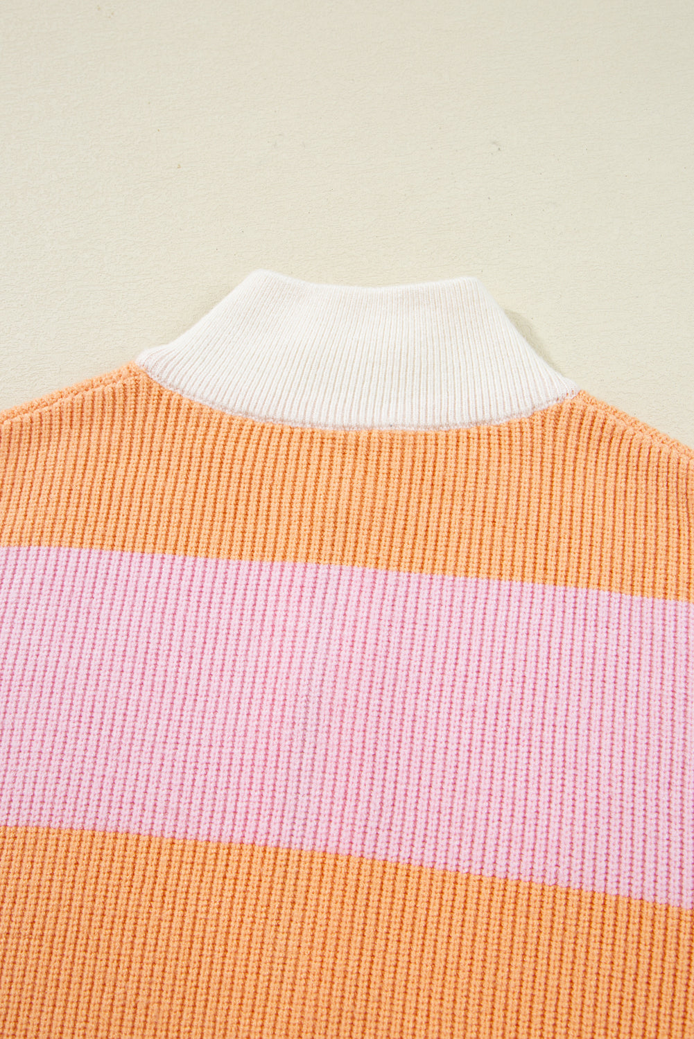 Orange Stripe Colorblock Half Zip Oversize Sweater Sweaters JT's Designer Fashion