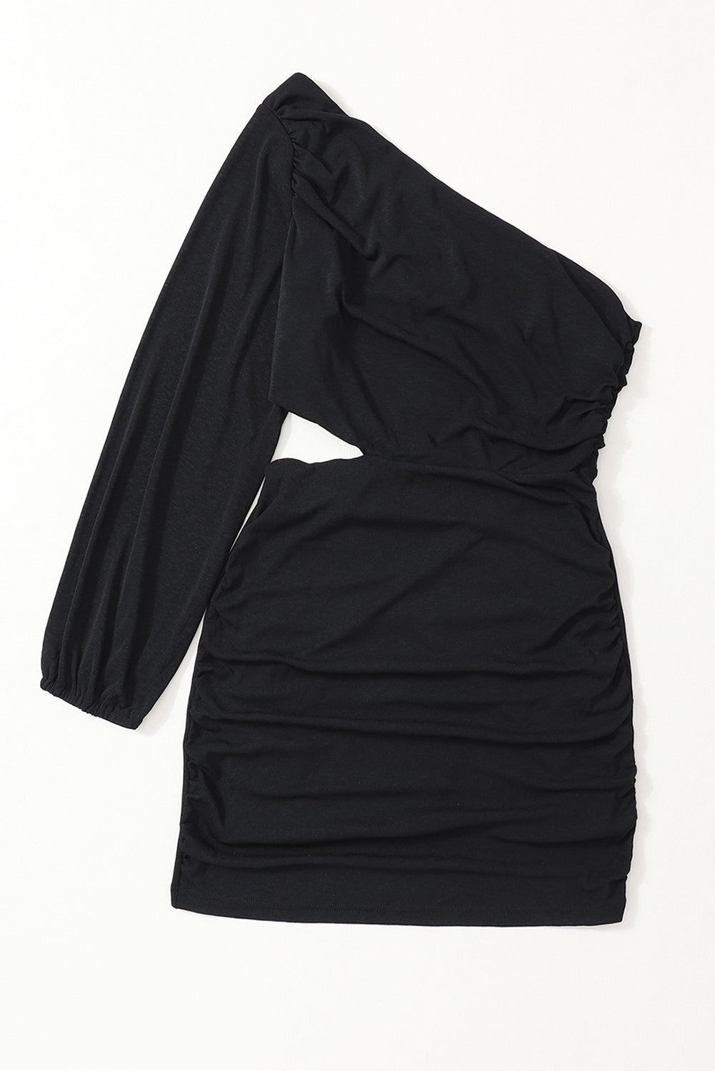 Black Asymmetric One Shoulder Cutout Bodycon Dress Bodycon Dresses JT's Designer Fashion