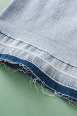 Beau Blue Acid Wash Contrast Edge Pocketed Cropped Jeans Jeans JT's Designer Fashion