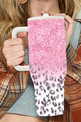Pink Leopard Gradient 40oz Stainless Steel Thermos Travel Cup Tumblers JT's Designer Fashion