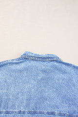 Light Blue Loose Medium Wash Short Sleeve Shirt Chambray Dress Dresses JT's Designer Fashion