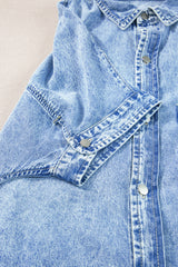 Light Blue Loose Medium Wash Short Sleeve Shirt Chambray Dress Dresses JT's Designer Fashion