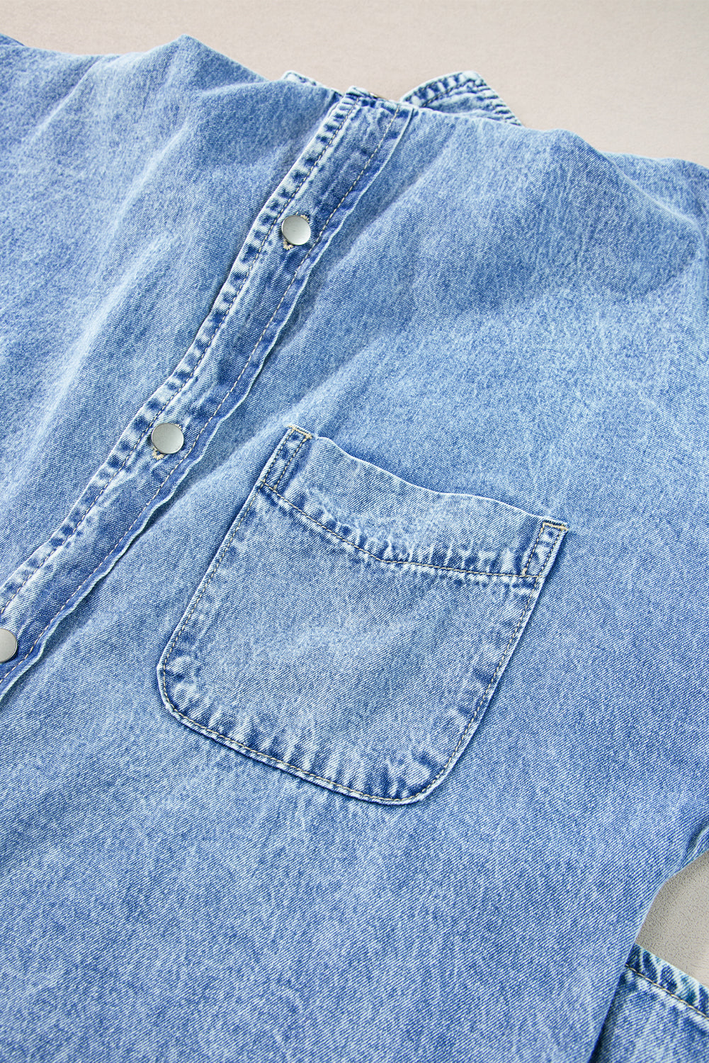 Light Blue Loose Medium Wash Short Sleeve Shirt Chambray Dress Dresses JT's Designer Fashion