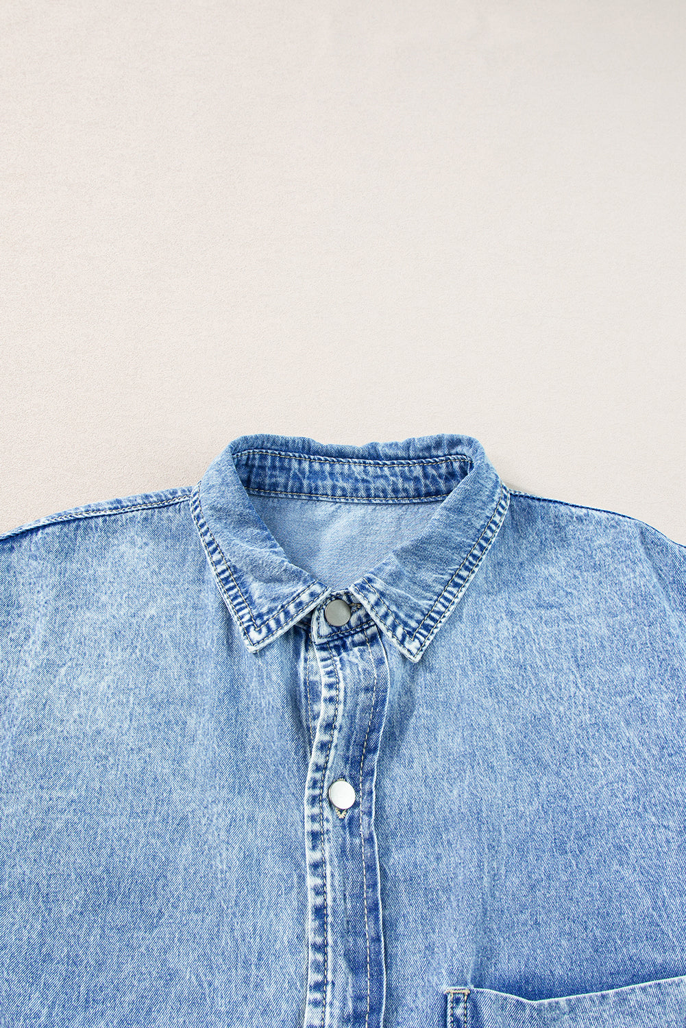 Light Blue Loose Medium Wash Short Sleeve Shirt Chambray Dress Dresses JT's Designer Fashion