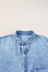 Light Blue Loose Medium Wash Short Sleeve Shirt Chambray Dress Dresses JT's Designer Fashion