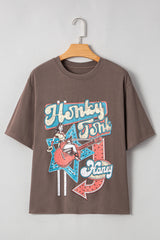 Chicory Coffee Honky Tonk Honey Graphic Crew Neck Western Fashion Tee Graphic Tees JT's Designer Fashion