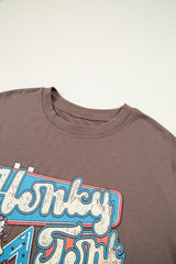 Chicory Coffee Honky Tonk Honey Graphic Crew Neck Western Fashion Tee Graphic Tees JT's Designer Fashion