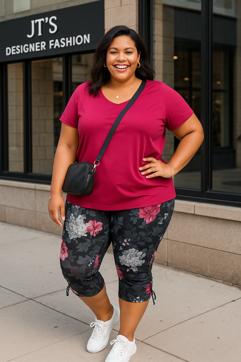 Floral Power Plus-Size Capri Jeans – XL to 5X Jeans JT's Designer Fashion