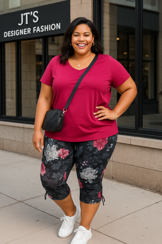 Floral Power Plus-Size Capri Jeans – XL to 5X Jeans JT's Designer Fashion