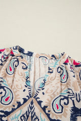 Printed Notched Half Sleeve Blouse Blouses & Shirts JT's Designer Fashion