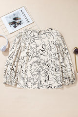 Printed Round Neck Three-Quarter Sleeve Blouse Blouses & Shirts JT's Designer Fashion