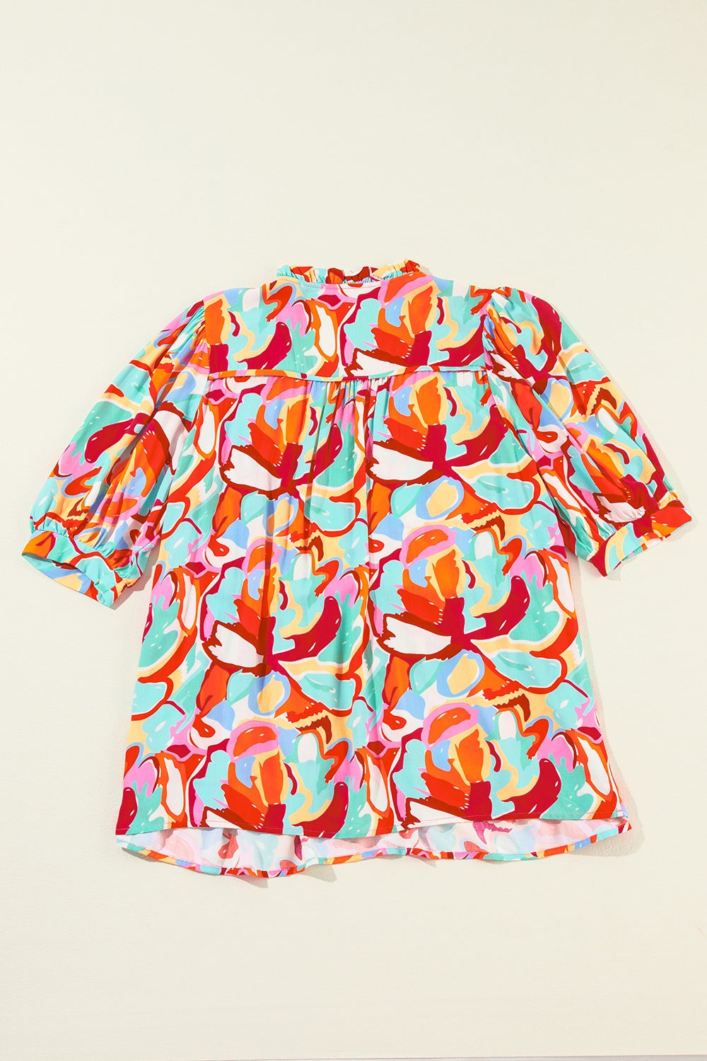 Printed Tie Neck Half Sleeve Blouse Blouses & Shirts JT's Designer Fashion