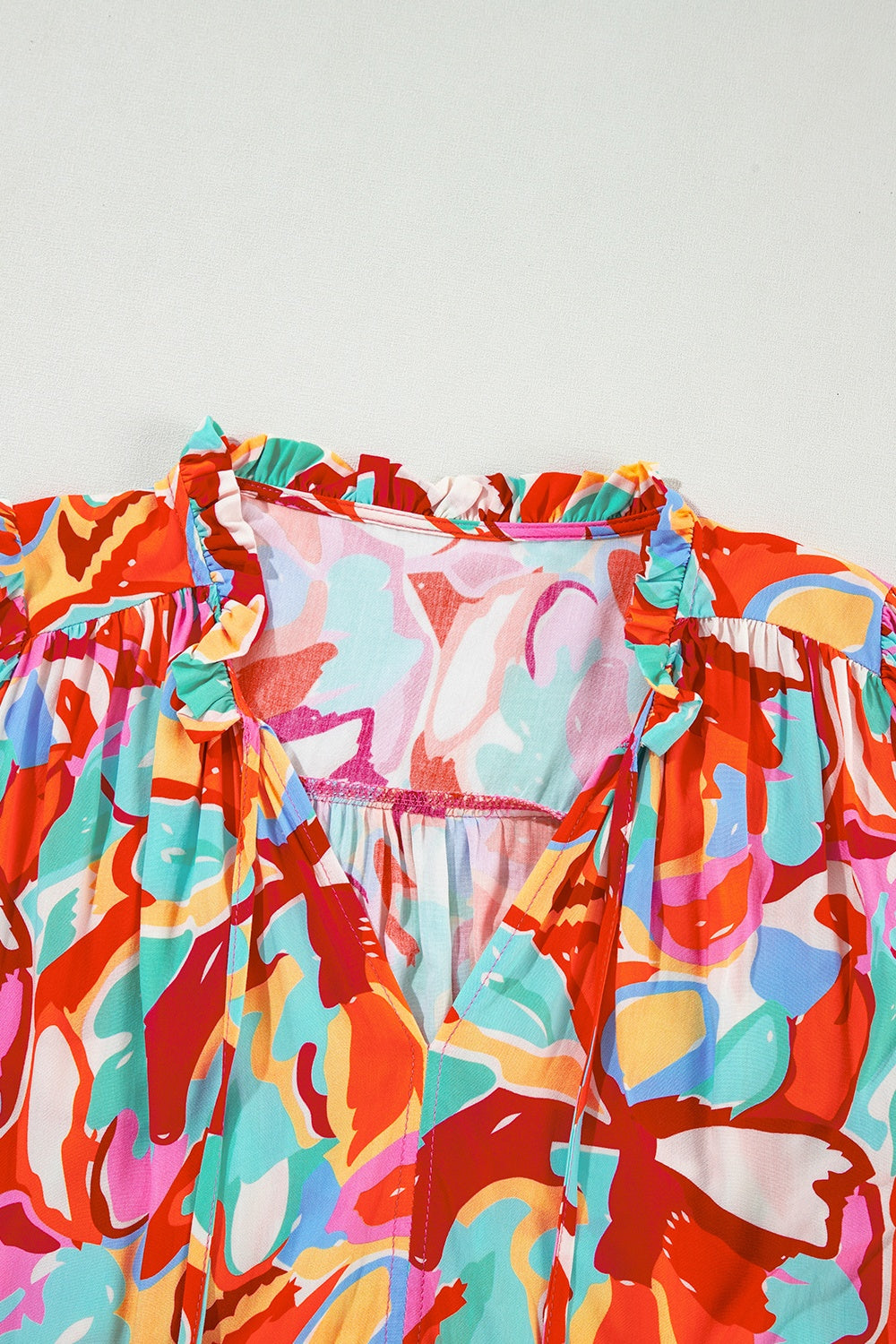 Printed Tie Neck Half Sleeve Blouse Blouses & Shirts JT's Designer Fashion