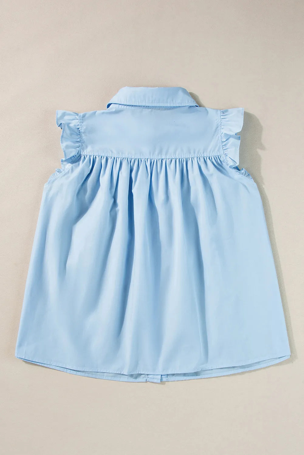 Ruffled Collared Neck Cap Sleeve Shirt Blouses & Shirts JT's Designer Fashion