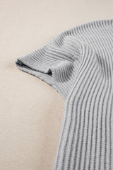 Slit Round Neck Short Sleeve Knit Top Blouses & Shirts JT's Designer Fashion