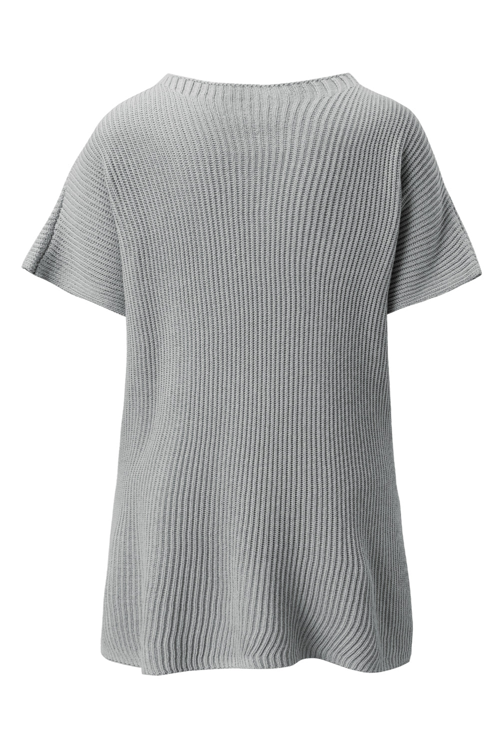 Slit Round Neck Short Sleeve Knit Top Blouses & Shirts JT's Designer Fashion